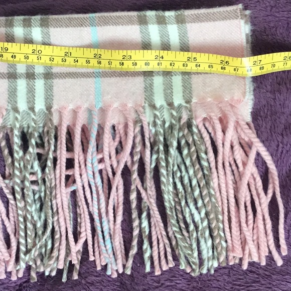 AUTHENTIC VINTAGE BURBERRY LONDON NOVA CHECK  100% {Cashmere] PINK Luxury Scarf - Picture 10 of 12